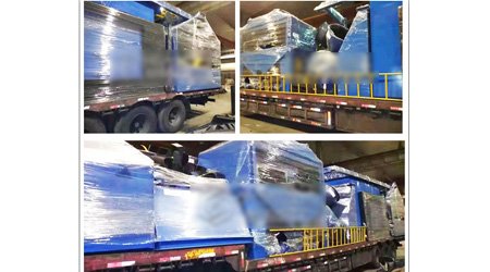 發(fā)往遼寧營口Q6926輥道通過式拋丸機(jī)第二車裝車發(fā)貨現(xiàn)場