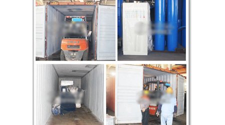 發(fā)往格魯吉亞q69系列輥道通過式鋼板型材拋丸清理機(jī)第三車裝車發(fā)貨現(xiàn)場