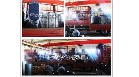 發(fā)往云南紅河州QGW大型通過式鋼管外壁拋丸清理機(jī)發(fā)貨現(xiàn)場